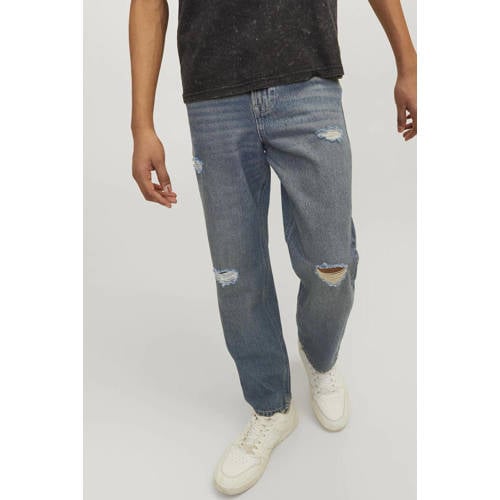 jack & jones JUNIOR loose fit jeans JJICHRIS JJORIGINAL blue denim Blauw Jongens Katoen 164