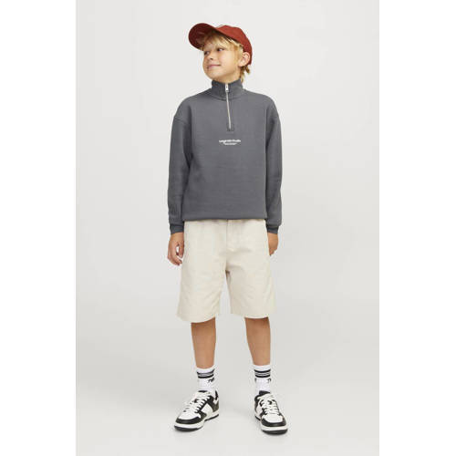 jack & jones JUNIOR sweater JORVESTERBRO met tekst Grijs Tekst 140