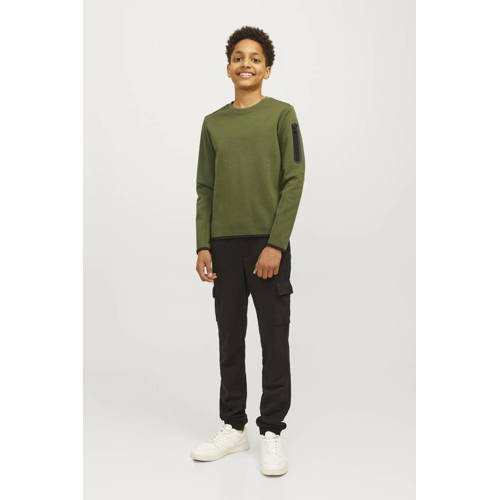 jack & jones JUNIOR sweater JCOFUSION mosgroen Effen 140