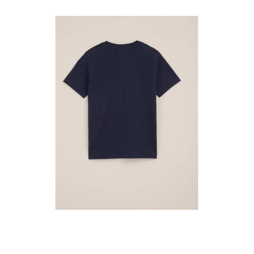 WE Fashion T-shirt met printopdruk donkerblauw Jongens Katoen Ronde hals 98 104