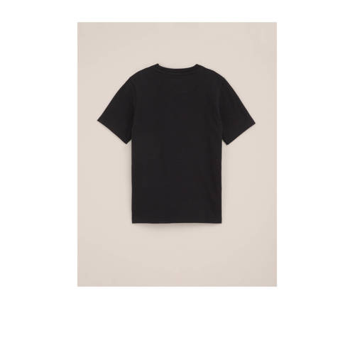 WE Fashion zwart T-shirt Jongens Katoen Ronde hals Printopdruk 110 116