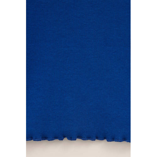 WE Fashion longsleeve hardblauw Meisjes Stretchkatoen Ronde hals Effen 122 128