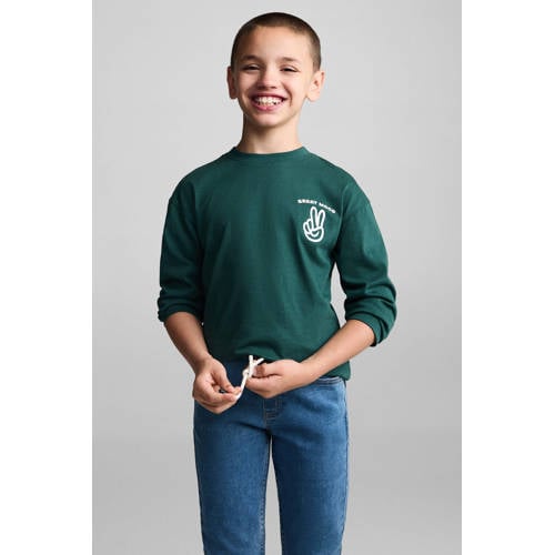 Mango Kids slim fit jeans medium blue Blauw Jongens Stretchdenim Effen 140