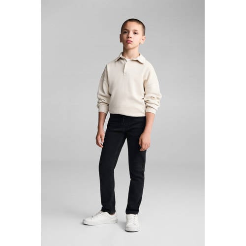 Mango Kids slim fit jeans black Zwart Jongens Stretchdenim Effen 122