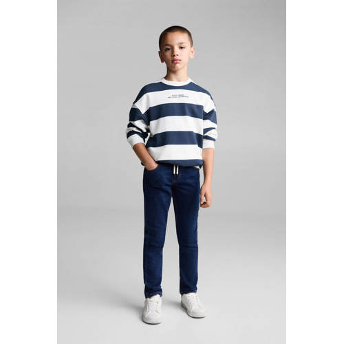 Mango Kids slim fit jeans dark blue Blauw Jongens Stretchdenim Effen 152