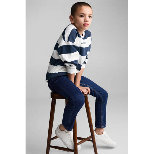Mango Kids slim fit jeans dark blue Blauw Jongens Stretchdenim Effen 152