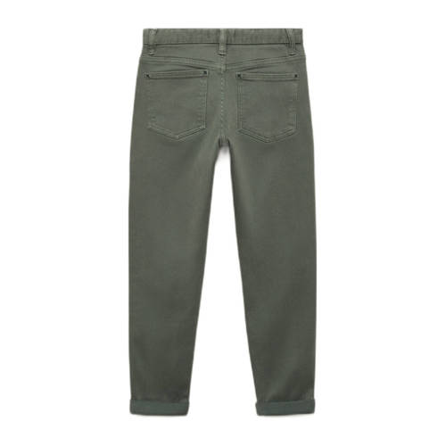 Mango Kids regular fit broek donkergroen Jongens Stretchkatoen Effen 140