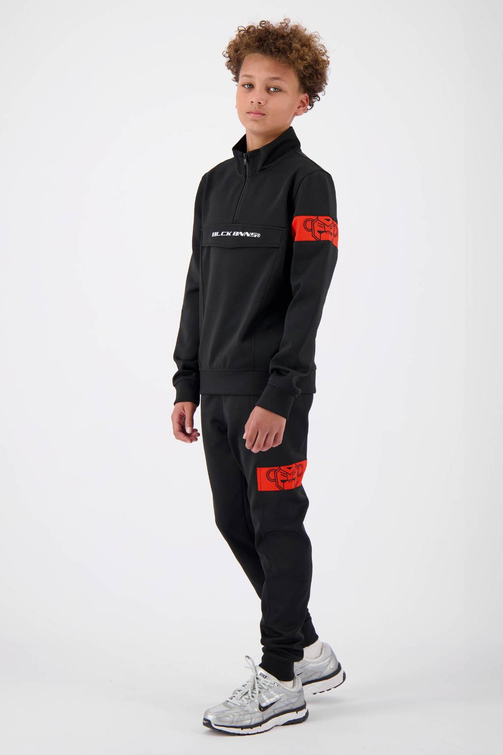 Trainingspak Kids Black Bananas Trainingspak Zwart Rood Black