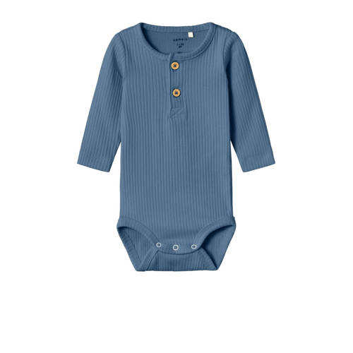 Name it BABY romper NBMLIBER set van 2 blauw offwhite Jongens Stretchkatoen Ronde hals 62