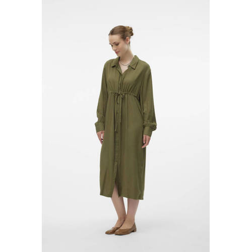 Mamalicious zwangerschaps- en voedingsjurk MLIMAN groen Dames Viscose Klassieke kraag XXL