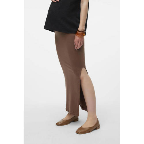 Mamalicious maxi rok bruin Dames Modal Effen S M