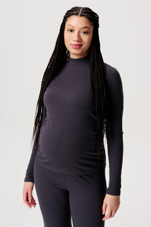 ribgebreide zwangerschapslongsleeve Sira grijs