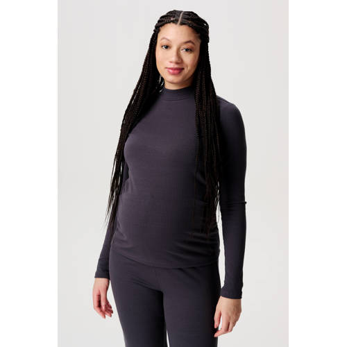 Noppies maternity ribgebreide zwangerschapslongsleeve Sira grijs Dames Polyester Opstaande kraag - maat M afbeelding