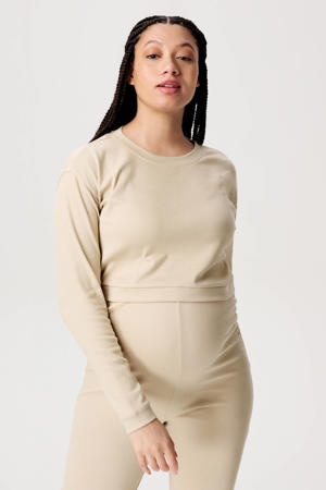 crop zwangerschaps- en voedingstop Leela beige