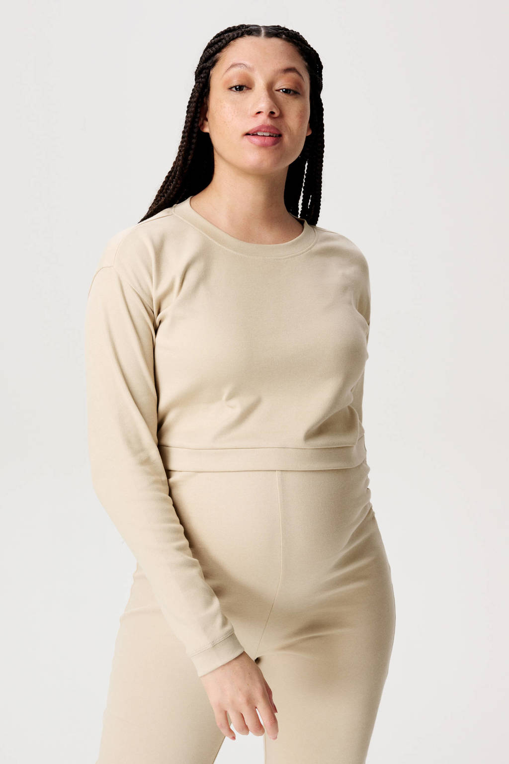 Noppies maternity crop zwangerschaps- en voedingstop Leela beige