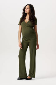 thumbnail: Groene dames Noppies maternity wide leg zwangerschapsbroek Visby van viscose met effen
