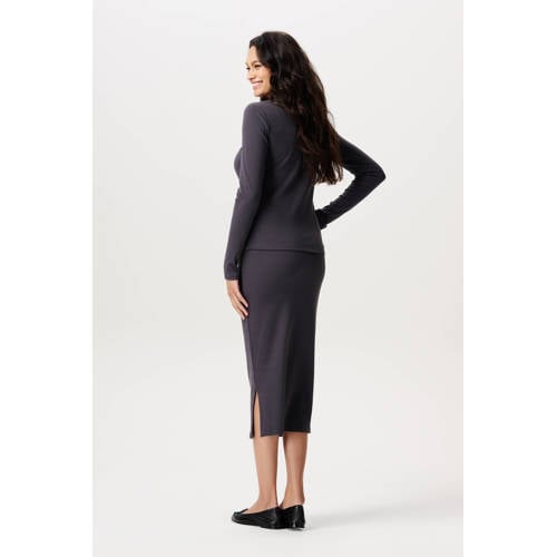Noppies maternity ribgebreide zwangerschapsrok Vija grijs Dames Polyester