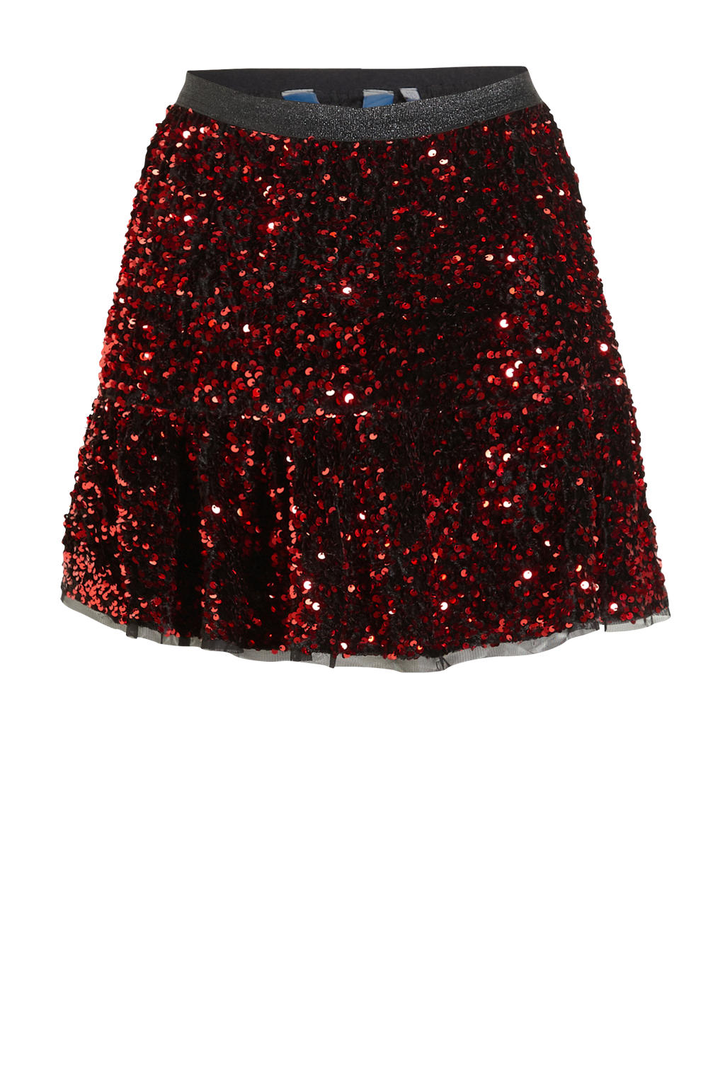 Rode meisjes anytime rok met pailletten gemaakt van polyester en met elastische tailleband