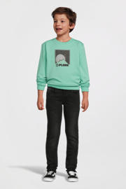 thumbnail: Groene jongens Quapi sweater met printopdruk, lange mouwen, ronde hals en geribde boorden