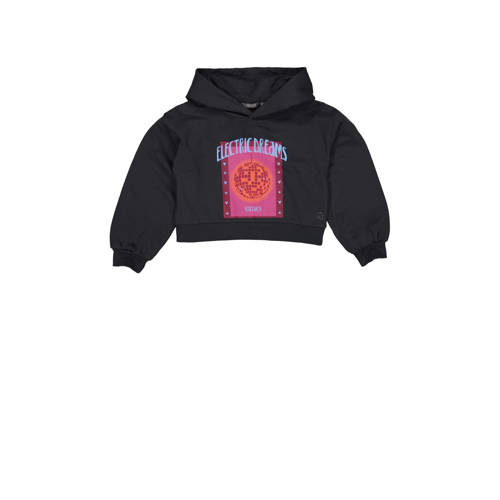 Quapi hoodie DIDI met printopdruk zwart Sweater Meisjes Katoen Capuchon