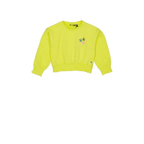 Quapi sweater DEWI fluor geel Meisjes Katoen Ronde hals Effen
