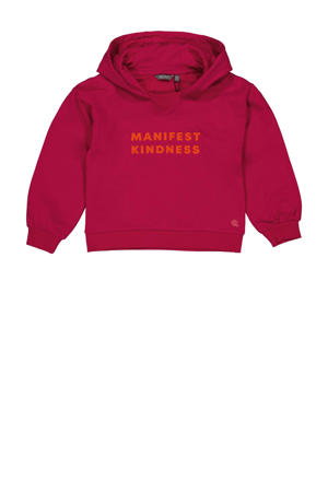 hoodie DIANNE met tekst donkerroze/oranje