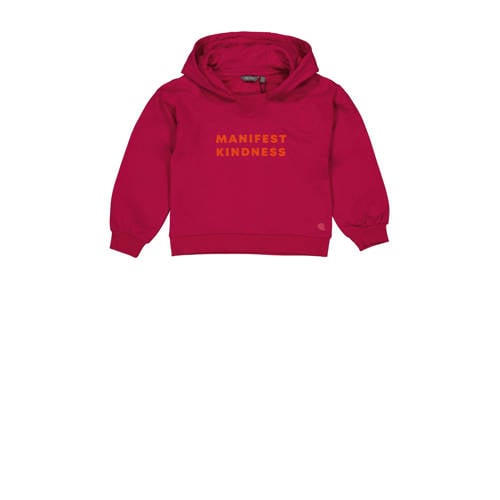 Quapi hoodie DIANNE met tekst donkerroze/oranje Sweater Rood Meisjes Katoen Capuchon