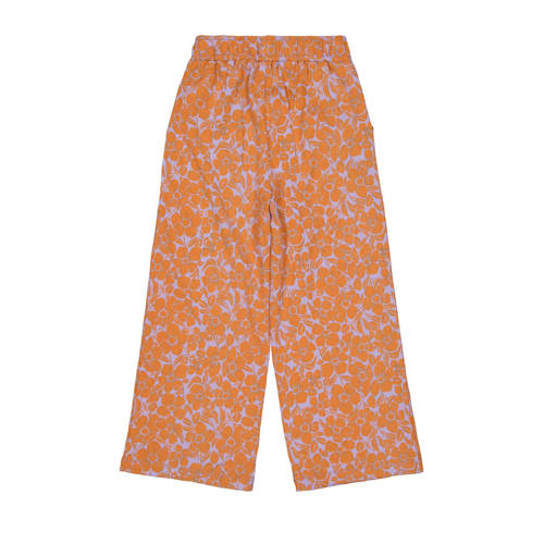 Quapi gebloemde regular fit broek DORIS oranje lila Meisjes Katoen Bloemen 134 140