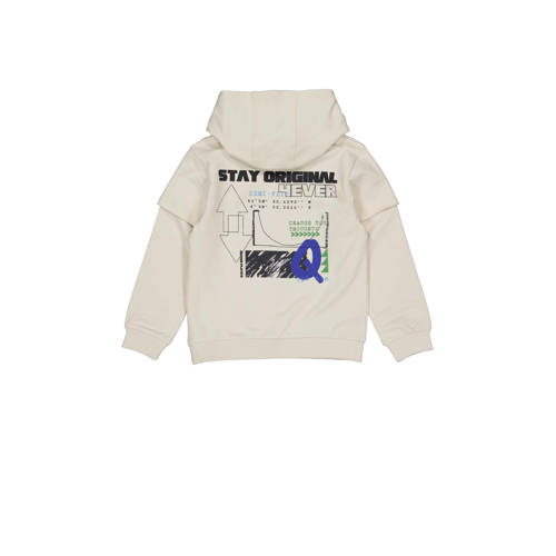 Quapi hoodie ecru Trui Jongens Sweat Capuchon Backprint 110 116