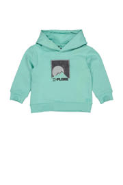 thumbnail: Groene jongens Quapi Mini hoodie van katoen met printopdruk, lange mouwen, capuchon en geribde boorden