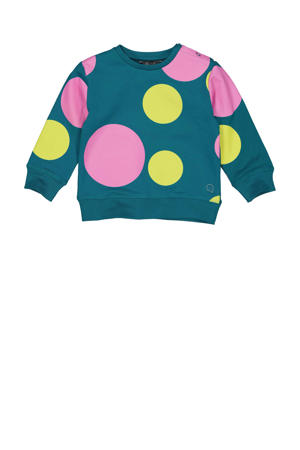sweater MALOU met stippen petrol/geel/roze