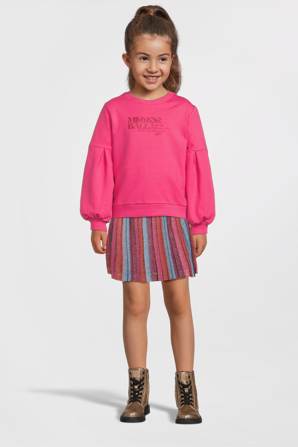 Roze, blauw en multikleurige meisjes Quapi korte rok gemaakt van polyester en met elastische tailleband
