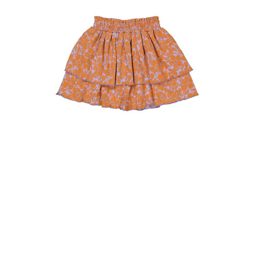 Quapi strokenrok oranje Meisjes Katoen Bloemen 134 140