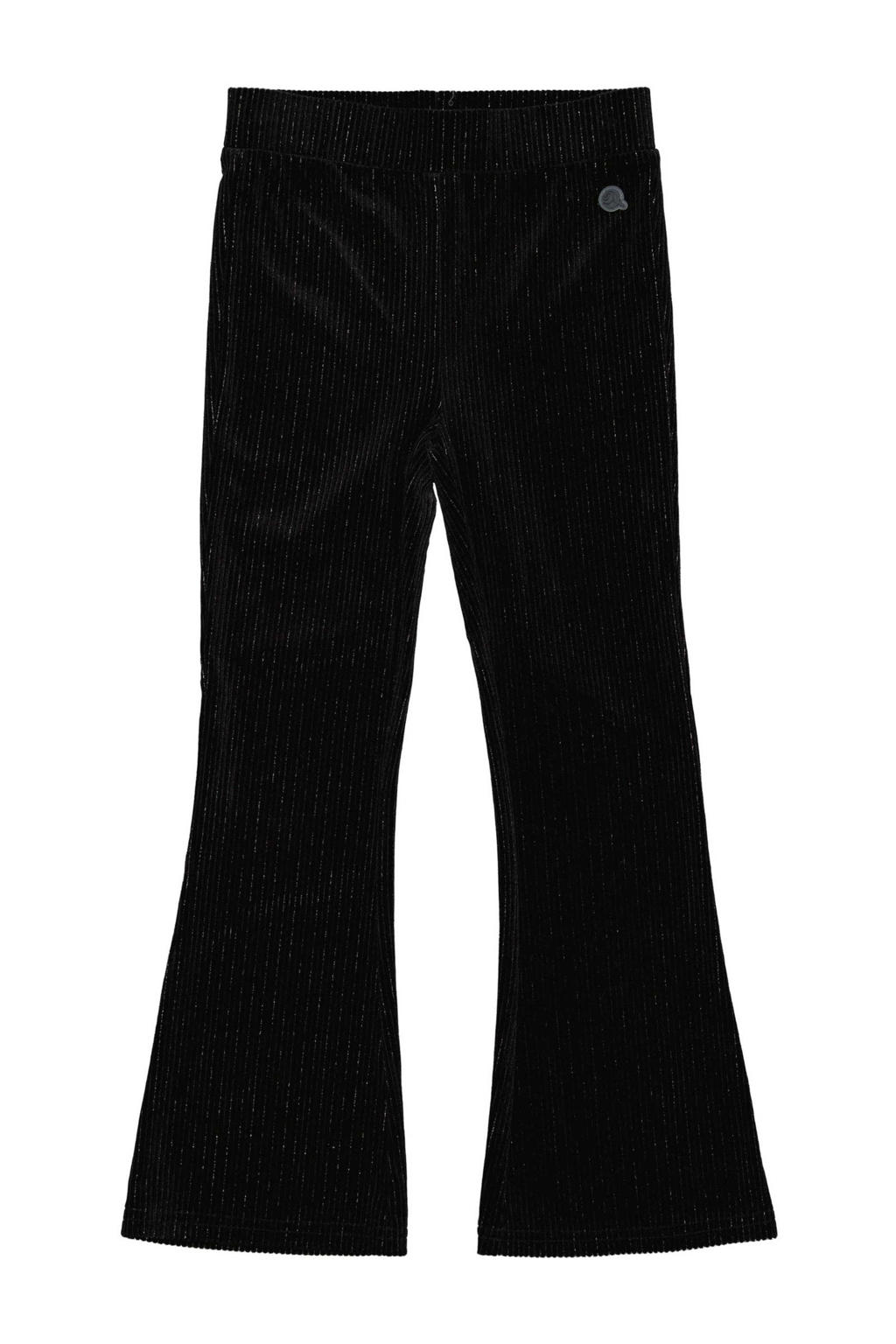 Zwart en zilverkleurige meisjes Quapi gemêleerde regular fit broek van polyester met elastische tailleband