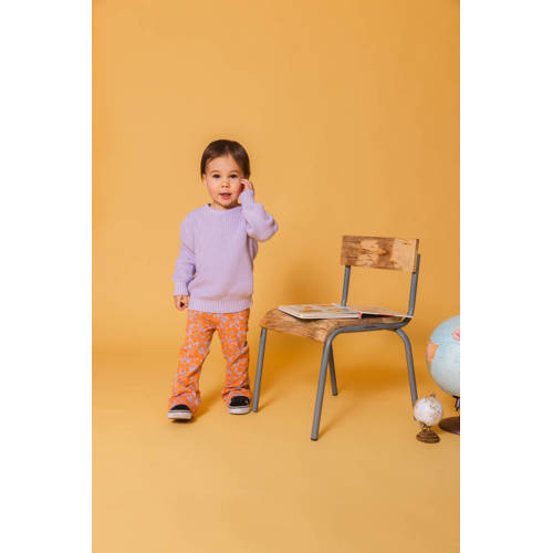 Quapi gebloemde regular fit broek MARIT oranje lila Meisjes Katoen Bloemen 80