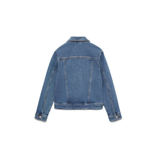 Mango Kids spijkerjas medium blue Blauw Meisjes Denim Klassieke kraag Effen 134