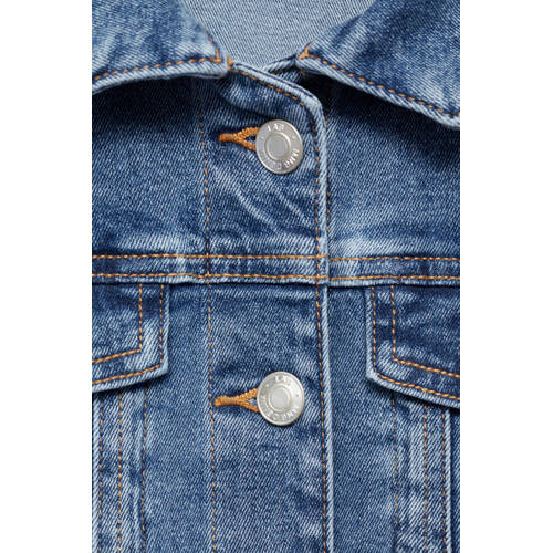 Mango Kids spijkerjas medium blue Blauw Meisjes Denim Klassieke kraag Effen 134