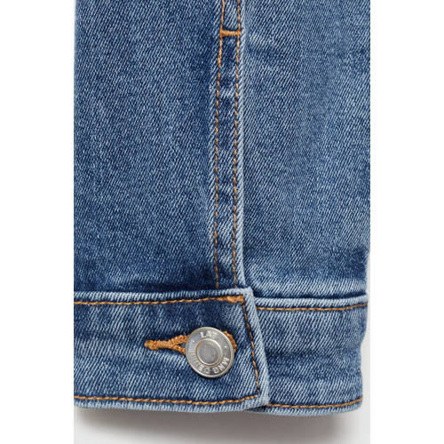 Mango Kids spijkerjas medium blue Blauw Meisjes Denim Klassieke kraag Effen 134