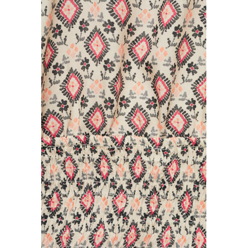 MANGO TEENS top met all over print beige lichtoranje Meisjes Viscose Ronde hals 168(M)