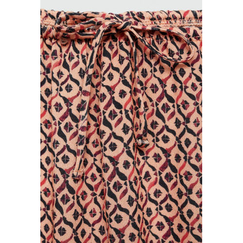 MANGO TEENS broek met all over print lichtoranje zwart Meisjes Viscose 168(M)