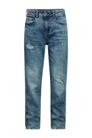 thumbnail: Medium blue denim jongens Retour Jeans relaxed jeans Landon tinted blue van stretchdenim met rits- en knoopsluiting en effen