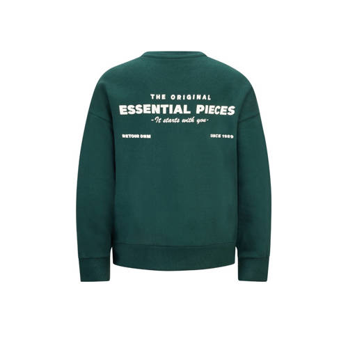 Retour Jeans sweater Easton met backprint donkergroen Backprint 104