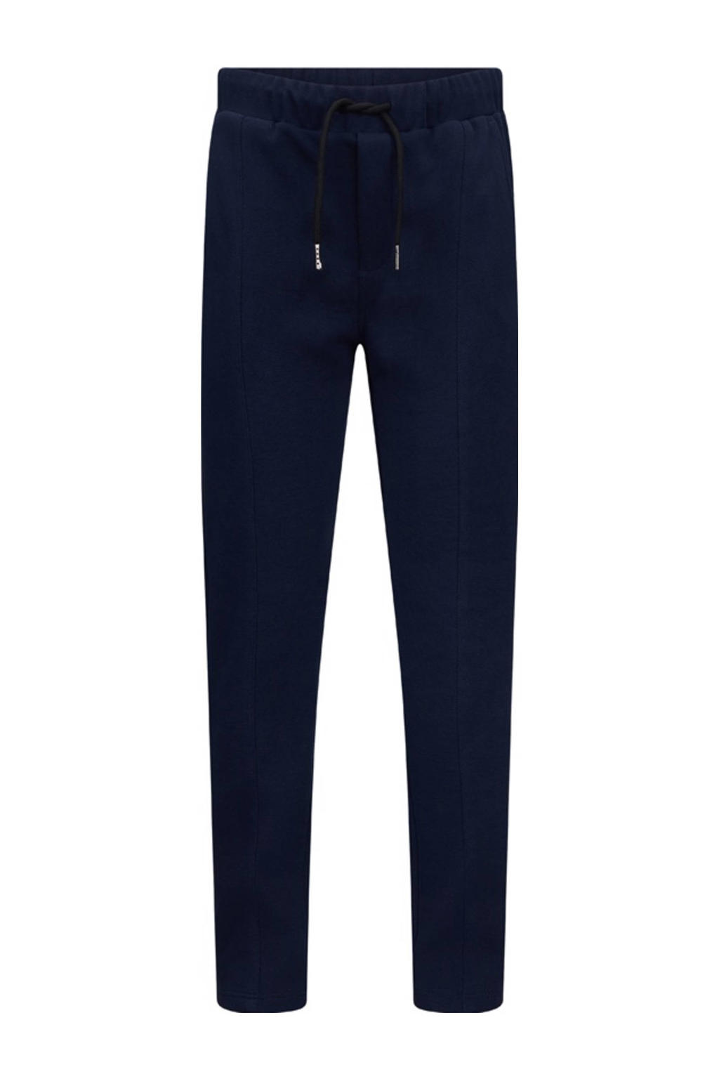 Donkerblauwe jongens Retour Jeans straight fit broek Ferdi van stretchkatoen met elastische tailleband met koord en effen