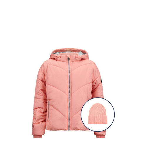 Retour Jeans gewatteerde winterjas Shelly koraalroze Meisjes Polyester Capuchon - maat 170/176 afbeelding