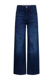 thumbnail: Dark blue denim meisjes Retour Jeans wide leg jeans Skoura dark blue van stretchdenim met effen