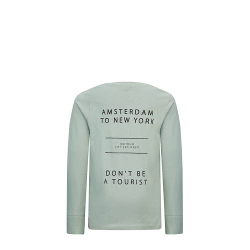 Retour Jeans longsleeve Ossian met backprint zachtgroen Jongens Katoen Ronde hals 146 152