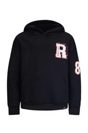 thumbnail: Zwarte jongens Retour Jeans hoodie Gote van sweat materiaal met logo dessin, lange mouwen, capuchon en geribde boorden