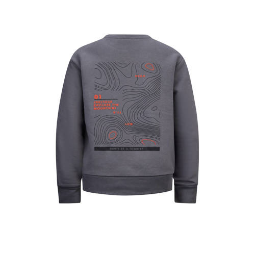 Retour Jeans sweater Hakar met backprint grijs Backprint 104
