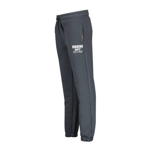 VINGINO tapered fit joggingbroek Basic met printopdruk donkergrijs Jongens Sweat 140