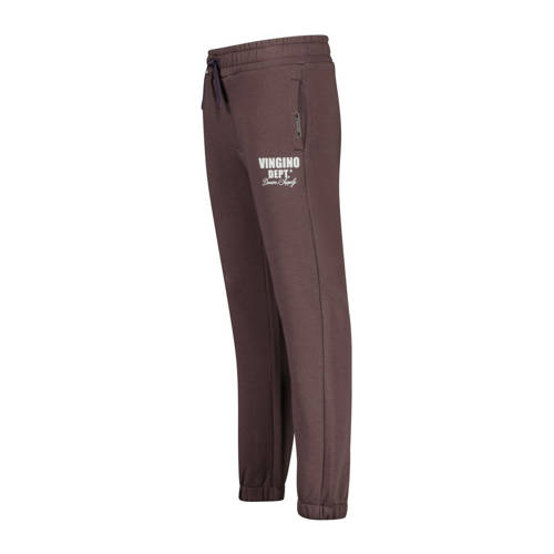 VINGINO tapered fit joggingbroek Basic met printopdruk aubergine Paars Jongens Sweat 152